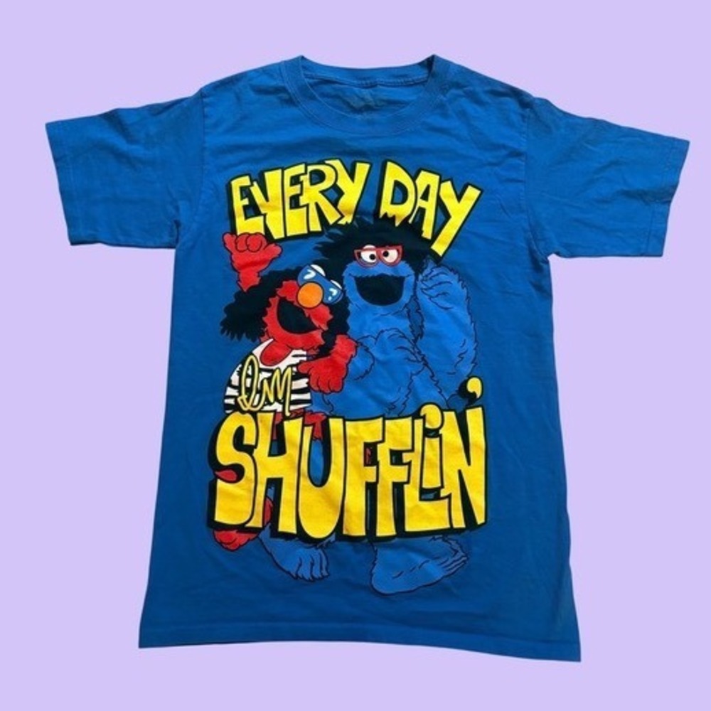 Y2K Elmo Cookie Monster Every Day Im Shufflin Graphic Tee Scene #17